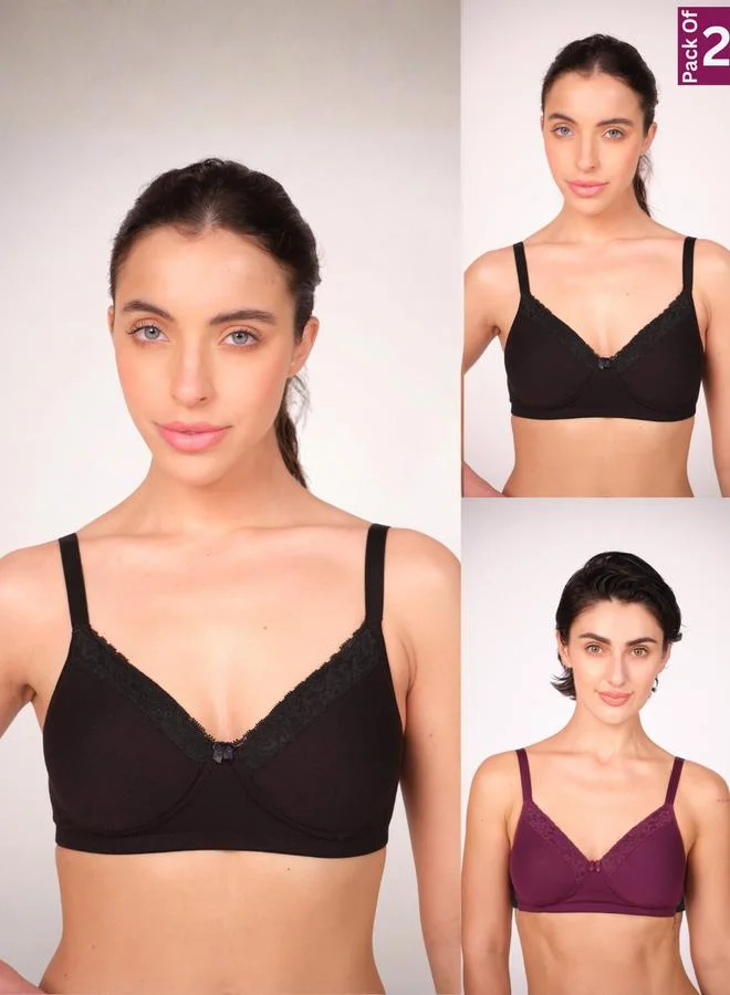 مونس آند مارس Pack of 2 - Lightly Padded Cotton T-Shirt Bra