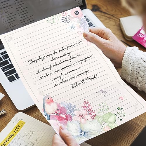 Tmtains 72Pcs Flower Stationary Paper Lined 8.5x11 Lined Stationary Writing Paper Fancy Paper for Letters Cute Colored Lined Paper for Writing Poem Scrapbook Crafts Wedding Invitation Printing Supplies - Image 5