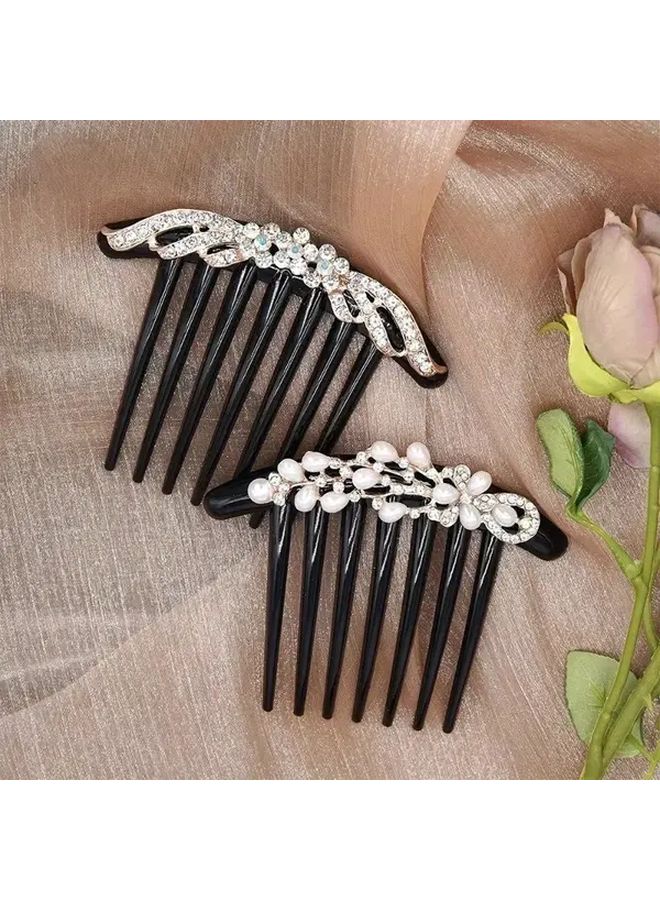 No 6 Rhinestone Pearl Hair Comb Clip Elegant Black Hairpin With Floral Design Secure Hold For Updos Buns Ponytails Korean Fashion Hair Accessories For Women Weddings Parties Everyday Use - Image 4
