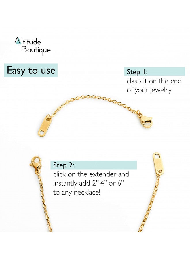 Altitude Boutique Altitude Boutique 18k Gold Plated Necklace Extenders | Delicate Necklace Extender Chain Set for Women | 3 Piece Set, Hypoallergenic Extensions 2, 4, 6 Inches in Gold, Rose Gold, or Silver (Gold) - Image 3