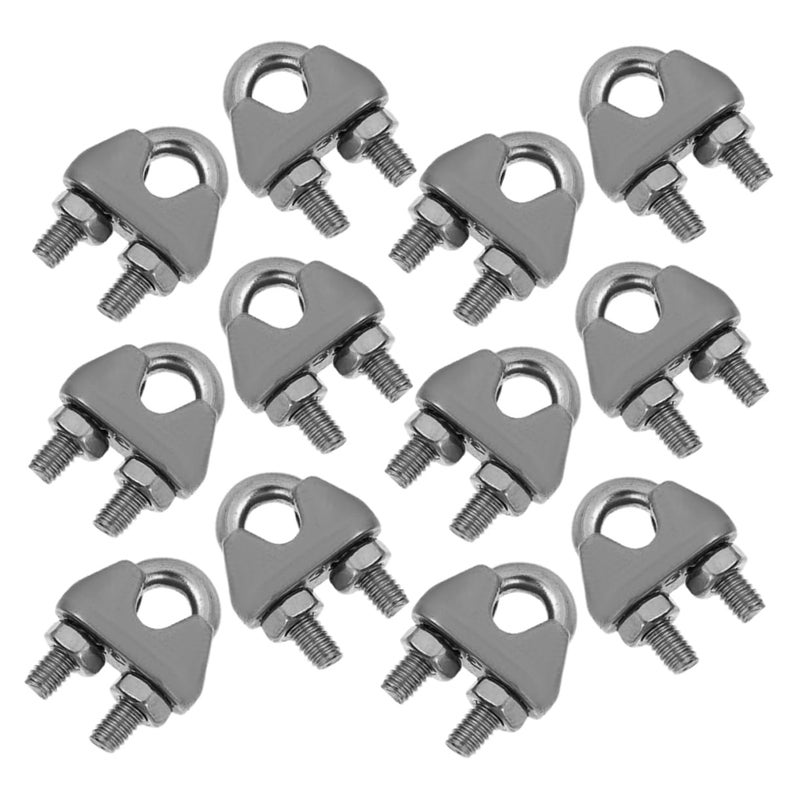 12 Pcs Zinc Plated Steel Wire Rope Clamps U Bolt Cable Fasteners 1 4 Inch - Image 2