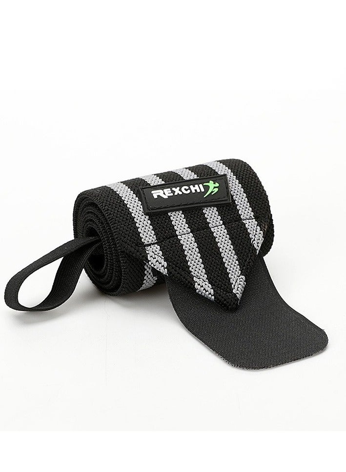 REXCHI Weightlifting Fitness Wristband - Premium Wrist Support - Thumb Loop Provides Extra Grip and Comfort Weightlifting Wristband for Weightlifting, Gym, Deadlift, Workout, Men and Women (Gray Stripe) - Image 1