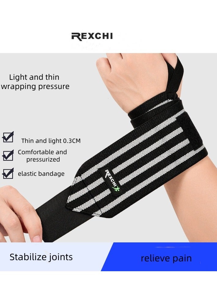 REXCHI Weightlifting Fitness Wristband - Premium Wrist Support - Thumb Loop Provides Extra Grip and Comfort Weightlifting Wristband for Weightlifting, Gym, Deadlift, Workout, Men and Women (Gray Stripe) - Image 2