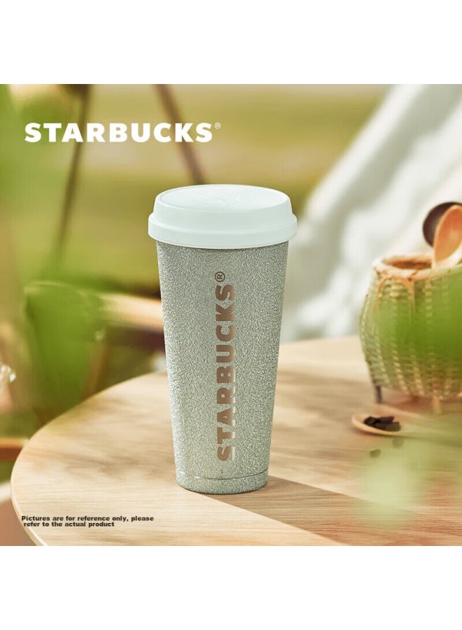 Starbucks كوب ستاربكس الأخضر بالنعناع من الفولاذ المقاوم للصدأ، 500 مل، كوب مناسب للسيارة للحار/البارد، زجاجة ماء قهوة، هدية عيد ميلاد - Image 1