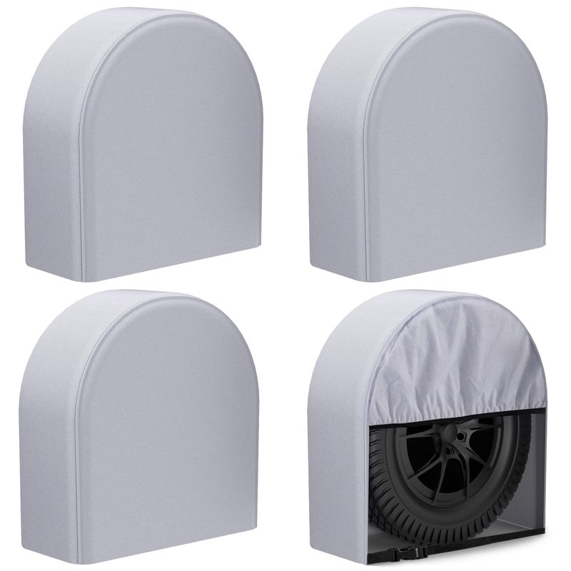 eletecpro RV Tire Covers Set of 4 with Waterproof Coating and Heavy Duty 600D Oxford Windproof Tire Accessories for Trailer Truck and Camper Fits Tire Diameters 262875 Inches Gray