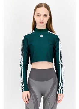 adidas Originals Women Sportswear Fit Long Sleeves Outdoor Crop Top, Green  - Image 1