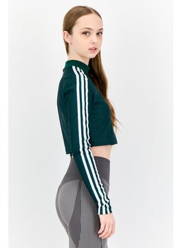 adidas Originals Women Sportswear Fit Long Sleeves Outdoor Crop Top, Green  - Image 2