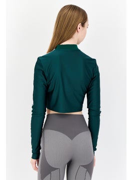 adidas Originals Women Sportswear Fit Long Sleeves Outdoor Crop Top, Green  - Image 3