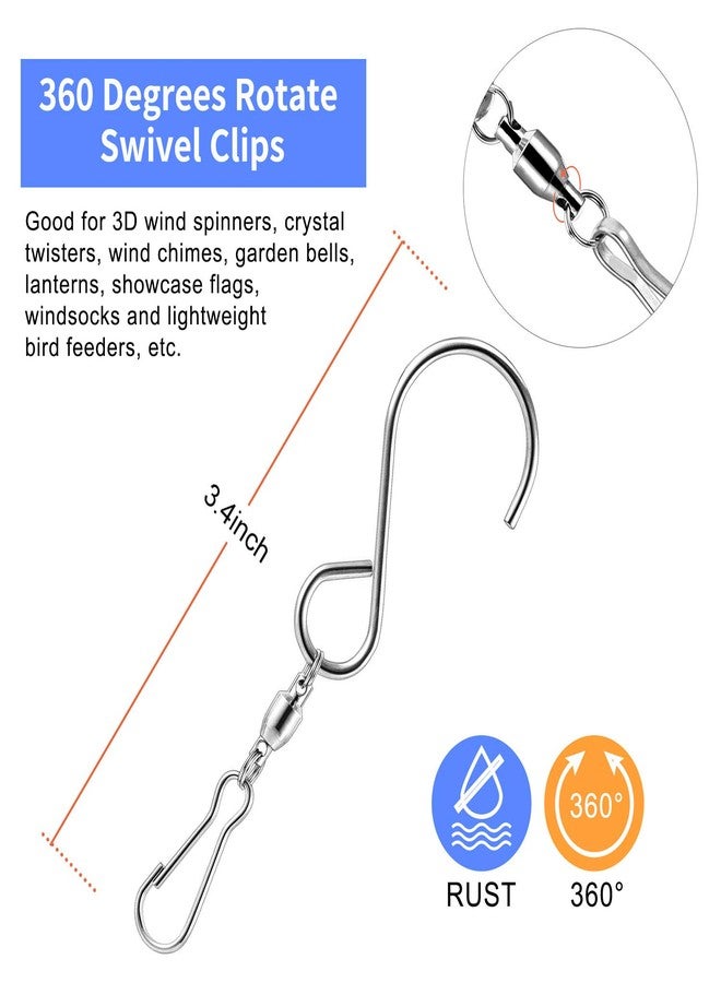 TecUnite 20 Pack Swivel Hooks Clips for Hanging Wind Spinners Wind Chimes Crystal Twisters Garden Bells Party Supply - Image 2