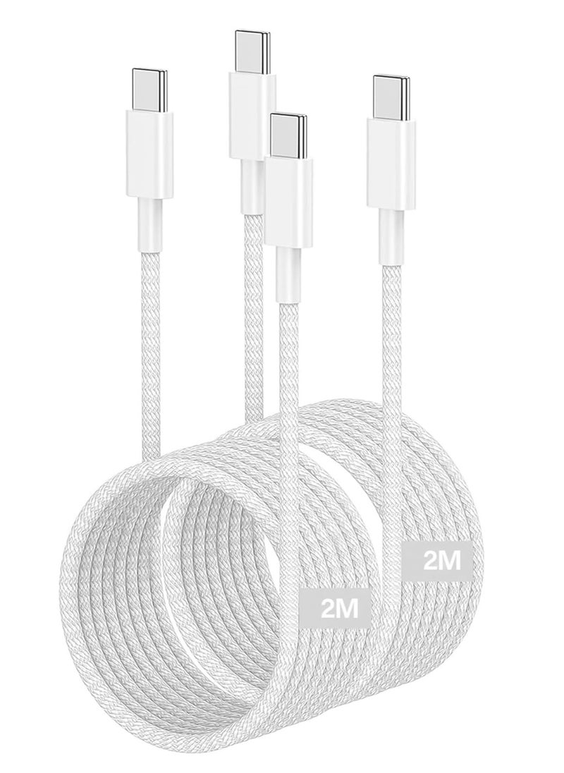 INFLUX (PACK OF 2) 2M USB C to USB C Cable 60W, Compatible with iPhone 15 Samsung S22 Note 20 iPad Pro MacBook Tablets, Huawei, Xiaomi, Vivo, Oppo etc  - Image 1