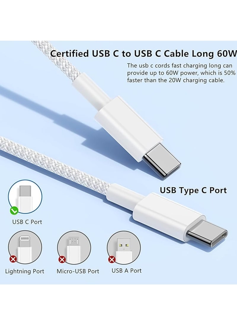 INFLUX (PACK OF 2) 2M USB C to USB C Cable 60W, Compatible with iPhone 15 Samsung S22 Note 20 iPad Pro MacBook Tablets, Huawei, Xiaomi, Vivo, Oppo etc  - Image 3