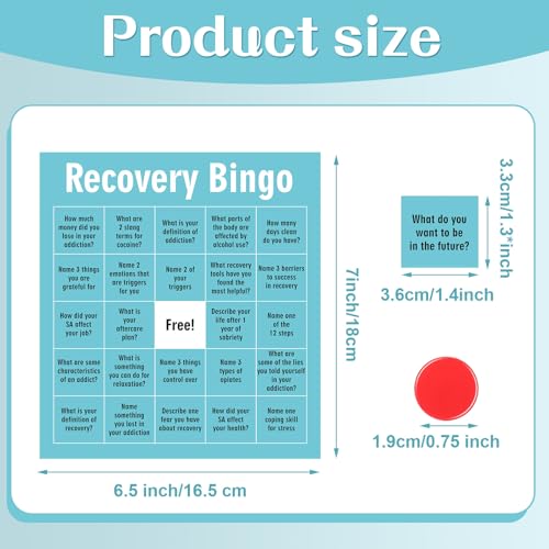 Simgoing Recovery Bingo Game with 24 Cards and 600 Cross Chips Questions Recovery Bingo for Adults Addiction Group Family Vacation Holiday Party Favors - Image 5