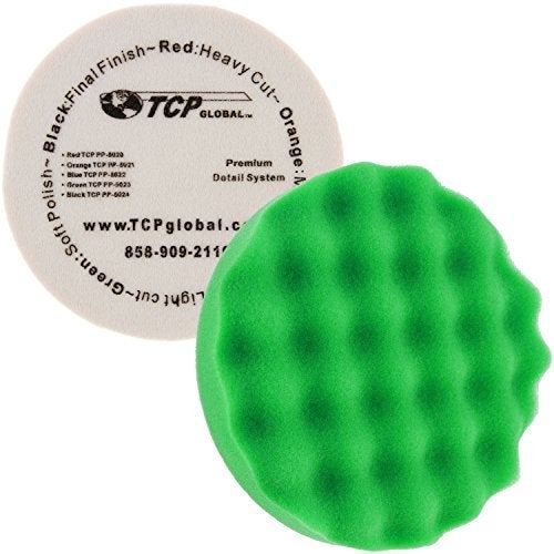 TCP Global TCP Global 8" Green Waffle Fine Foam Buffing Grip Pad Final Cut Polish Finishing - Hook & Loop  - Image 1