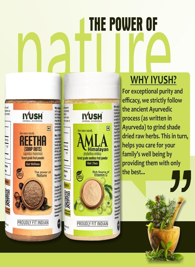 IYUSH Herbal Ayurveda Amla and Reetha Powder for Hair Growth - Pack of 2, 100gm each - Image 5