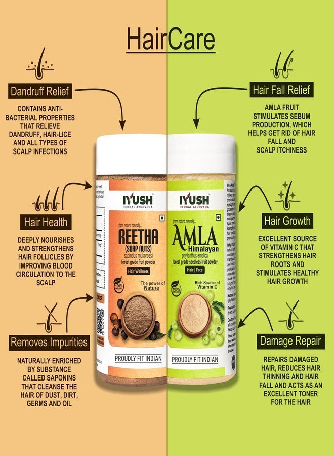 IYUSH Herbal Ayurveda Amla and Reetha Powder for Hair Growth - Pack of 2, 100gm each - Image 2