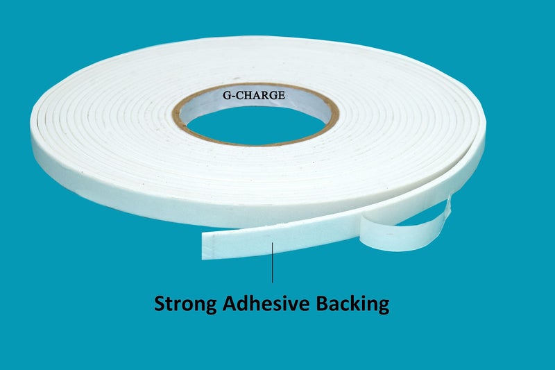 G-Charge Single Sided High Density Self Adhesive Gasket Tape, Weather Stripping Doors and Window Insulation Soundproofing, Foam Sealing Tape White, (1/2"(W) x 1/8"(T) x 10 Mtr (L), White) - Image 3