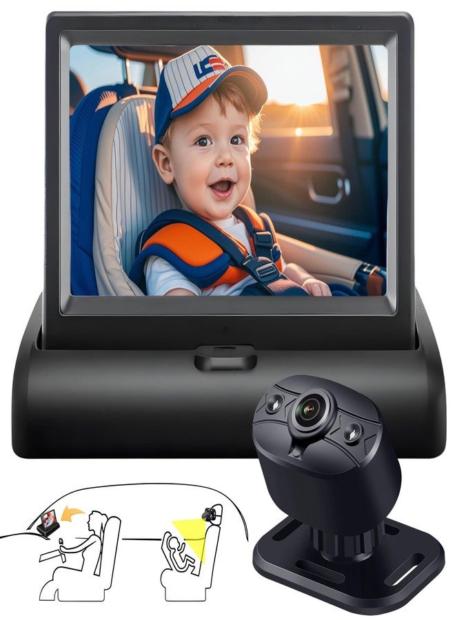YIMU Baby Car Camera for Backseat: Rear-Facing Infant Back seat Camera Baby with HD 720P, Easy Setup, Crystal-Clear Night Vision, and 360° Rotation KB (KB40 4.3 inch) - Image 1