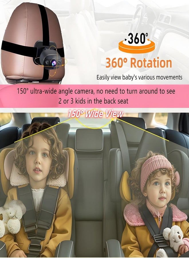YIMU Baby Car Camera for Backseat: Rear-Facing Infant Back seat Camera Baby with HD 720P, Easy Setup, Crystal-Clear Night Vision, and 360° Rotation KB (KB40 4.3 inch) - Image 5