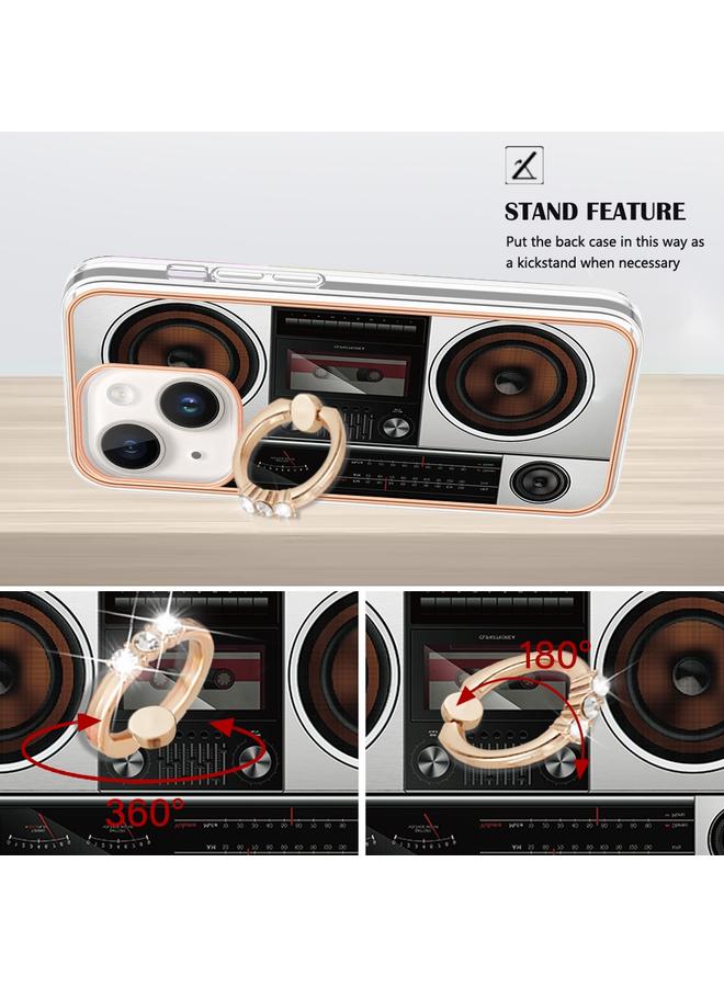 Zaboon Case For iPhone 13 Electroplating Dual-side IMD Phone Case with Ring Holder - Image 3