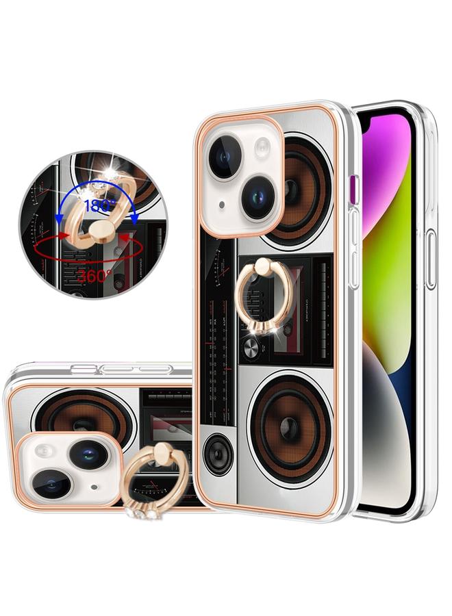 Zaboon Case For iPhone 13 Electroplating Dual-side IMD Phone Case with Ring Holder - Image 1