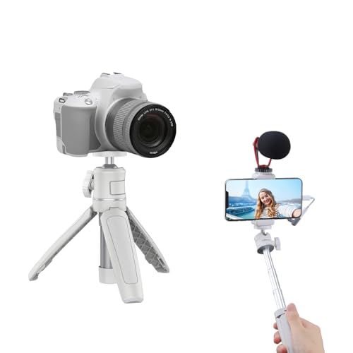 YILIWIT MT-08 White Mini Tripod for Camera,1/4" Screw Universal Portable Camera Tripod Compatible with DJI OSMO Pocket 3/OSMO 360/Insta360 x5/iPhone/Sony/Canon, Extendable Handheld Video Shooting Vlog Stand - Image 1