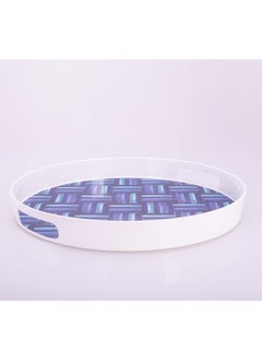 Bright Designs Melamine Round Tray 
Set of 1 (D 38cm) bleu blanc  - Image 1