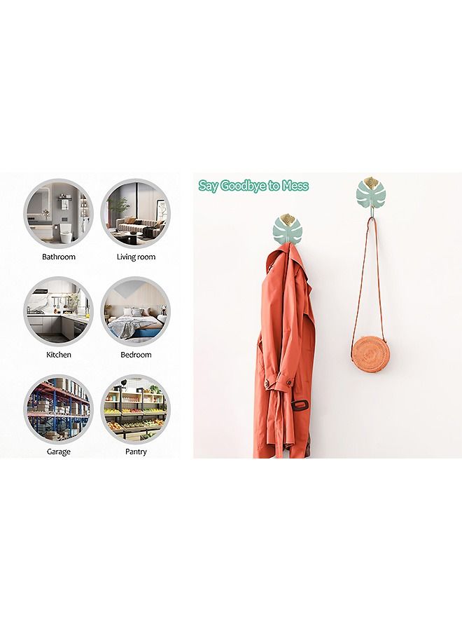 2PCS Vintage Golden Leaf Iron Art Wall Hook, Corrosion Resistant Thickened Multifunctional Storage Decorative Hooks, Hanging Key Hat Scarf Purse Towel Holder (Golden+Green)  - Image 5