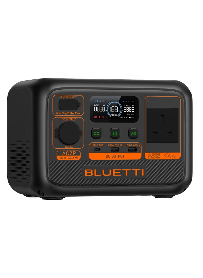Bluetti Blueity 300W portable power station with Lithium Lifepo4 battery, 40-minute fast charging, app control, and UPS feature that guarantees power recovery within 20 milliseconds with solar charging capability.  - Image 2