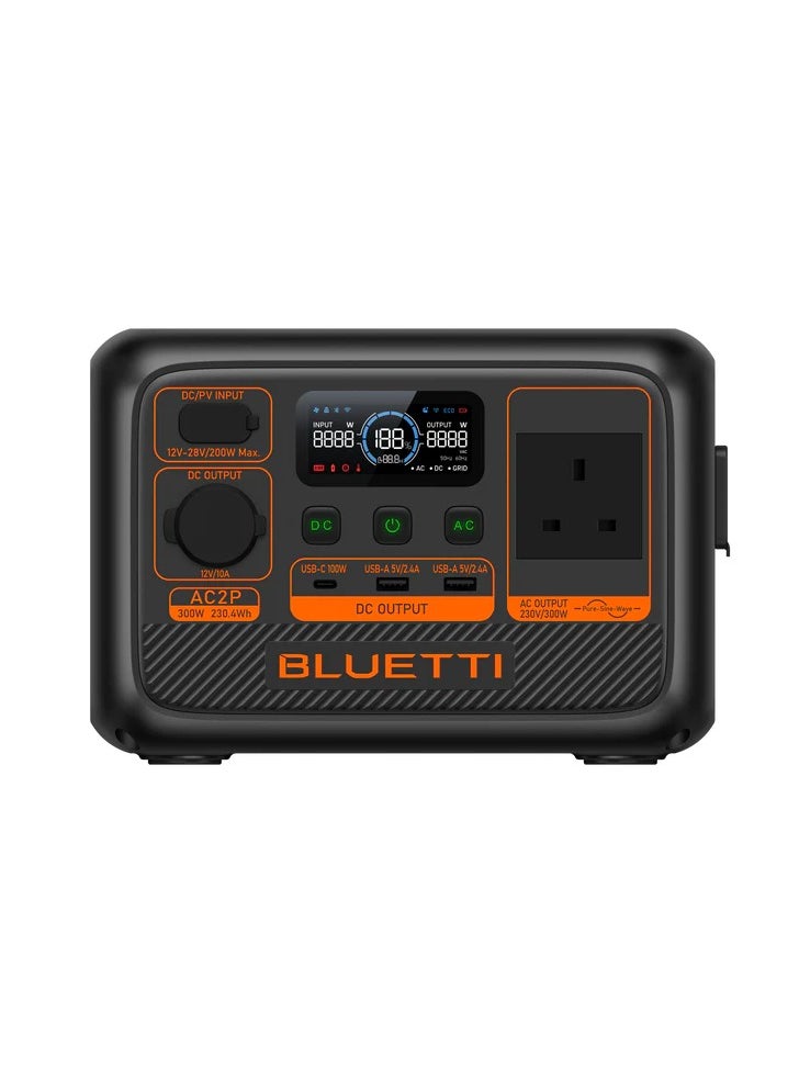 Bluetti Blueity 300W portable power station with Lithium Lifepo4 battery, 40-minute fast charging, app control, and UPS feature that guarantees power recovery within 20 milliseconds with solar charging capability.  - Image 1