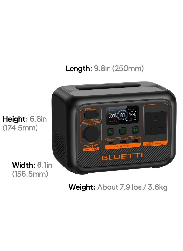 Bluetti Blueity 300W portable power station with Lithium Lifepo4 battery, 40-minute fast charging, app control, and UPS feature that guarantees power recovery within 20 milliseconds with solar charging capability.  - Image 3