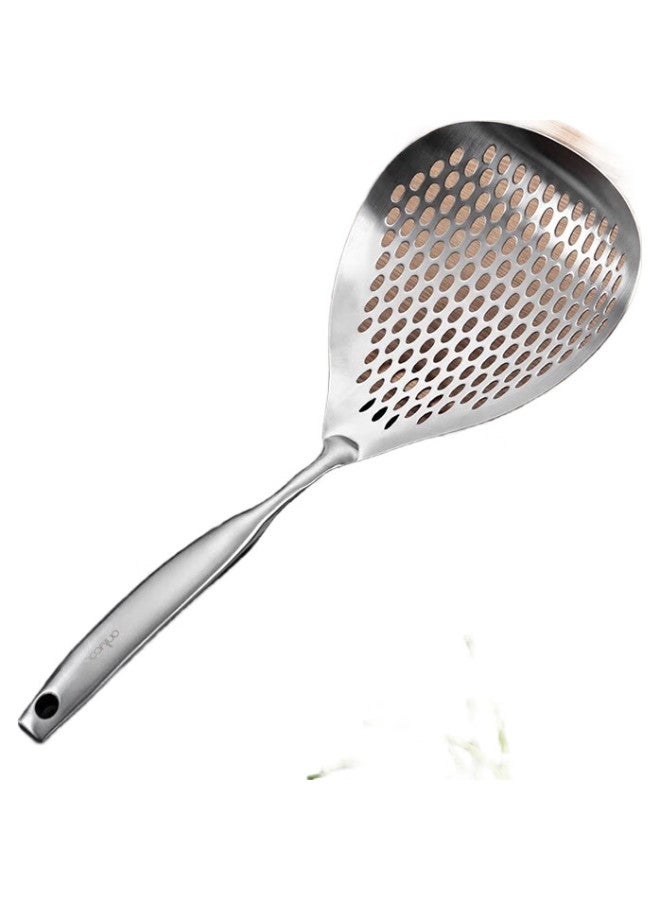 Onlycook 304 Stainless Steel Strainer, Large Dumpling Skimmer, Deep-Frying Filter, Kitchen Slotted Spoon, Thickened Long-Handled Large Ladle - Image 2