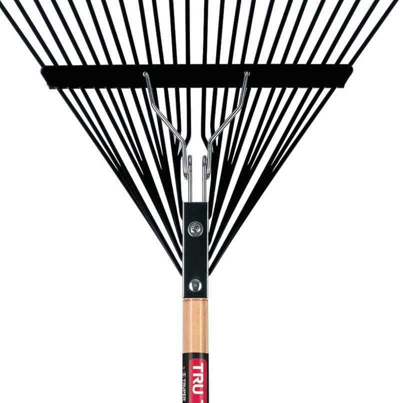 30480 Steel Leaf Rake 24 Tines - 24-Inch Head, 54-Inch Wood Handle - Garden Rakes Metal Heavy Duty - Yard Rakes - Lawn Rake for Leaves and Grass
