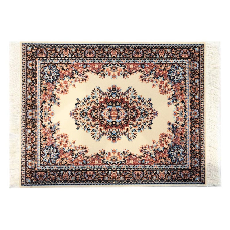 Inusitus Beautiful Oriental Rug Style Mousepad, Beige Miniature Carpet Computer Mouse Pad, Rectangular, Non-Slip, Elegant Office Accessories - Image 1