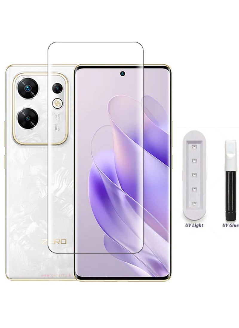 UV Liquid Glue Full Coverage Tempered Glass Screen Protector For Infinix Zero 30 - Clear