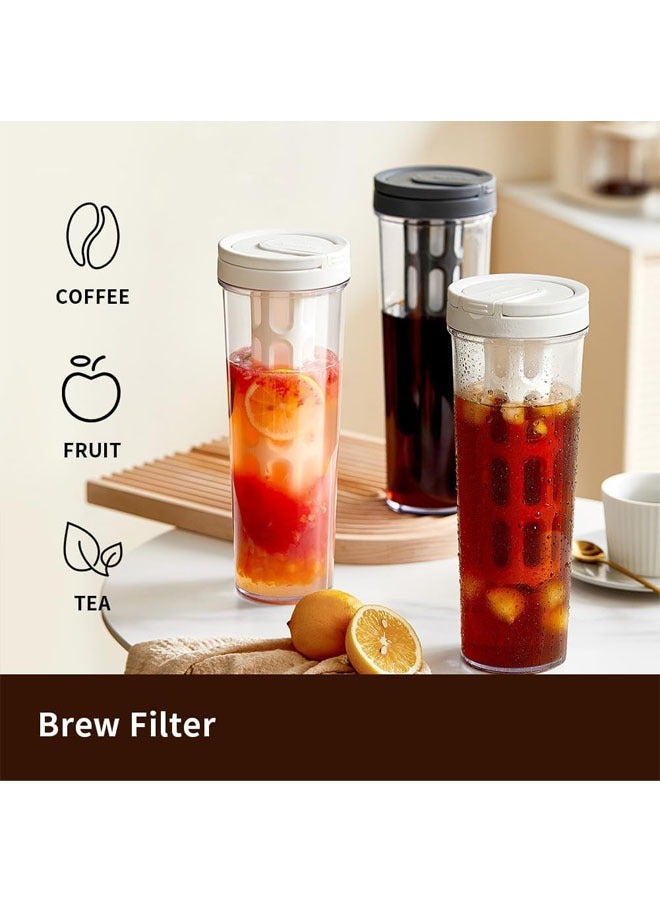 Hihonor Cold Brew Coffee Tumbler, 33oz/1L Tea & Fruit Infuser Water Pitcher with Mesh Filter, Large Capacity Plastic Jug for Refreshing Iced Coffee, Tea, and Infused Beverages with Handle, Dark Grey  - Image 4
