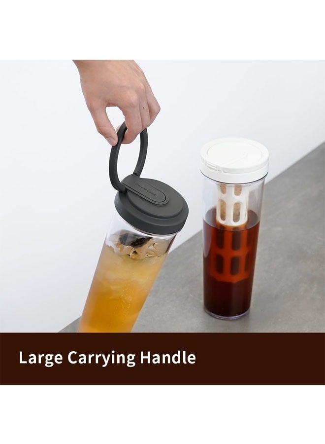 Hihonor Cold Brew Coffee Tumbler, 33oz/1L Tea & Fruit Infuser Water Pitcher with Mesh Filter, Large Capacity Plastic Jug for Refreshing Iced Coffee, Tea, and Infused Beverages with Handle, Dark Grey  - Image 5