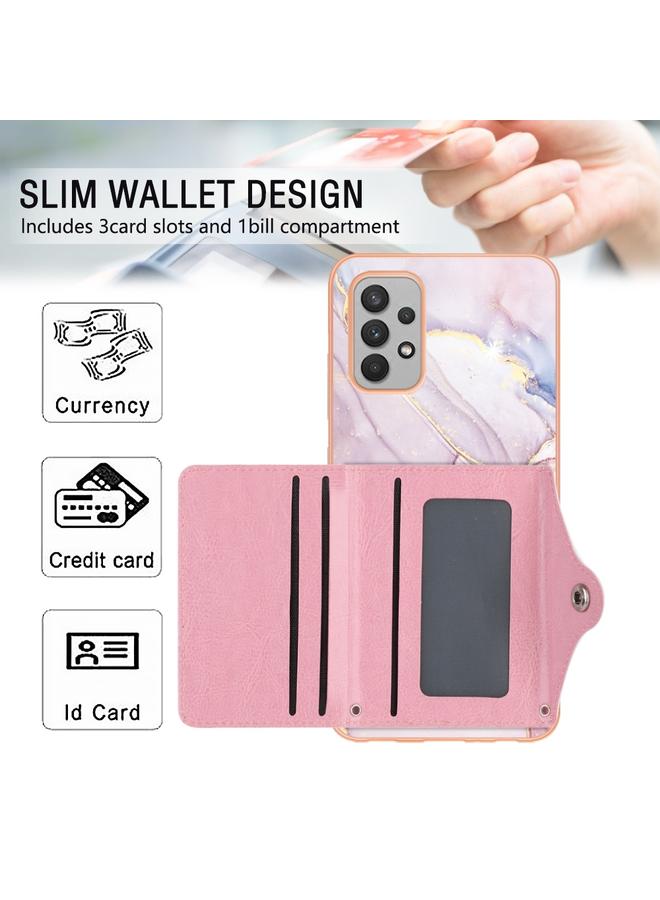 اس-توب جراب لهاتف Samsung Galaxy A32 4G إصدار الاتحاد الأوروبي بنمط رخامي مع فتحة بطاقة IMD - Image 4