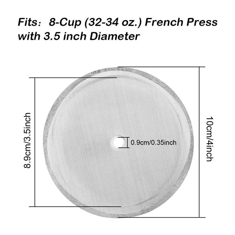 TKMOS 6 Packs French Press Replacement Filters Mesh Screen, 4 Inch Stainless Steel Mesh Replacements for 1000 ml / 34 oz / 8 cup French Press - Image 4