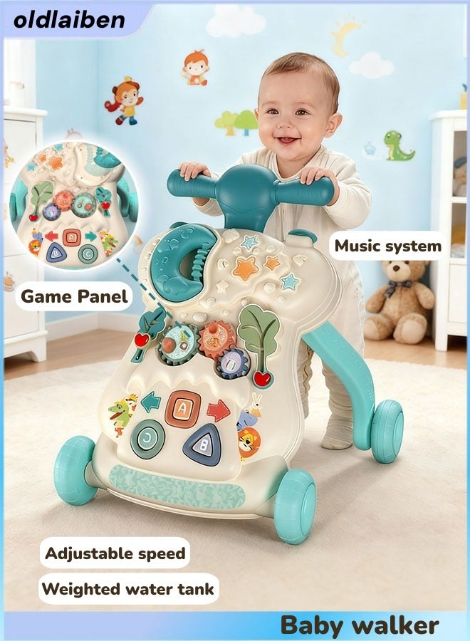 الدليبن مشاية أطفال 2 في 1، مشاية أطفال مزودة بلوحة تعليمية تعليمية تعليمية، مشاية أطفال، مركز أنشطة الأطفال التعليمية المبكرة متعددة الوظائف، لعبة موسيقية للأطفال الصغار ومرحلة ما قبل المدرسة، للأطفال من 6-18 شهرًا من الأولاد والبنات （أخضر） - Image 1