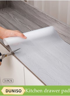 DUNISO 3 Rolls Cabinet Mat, Non Adhesive Eva Shelf Liner, Anti Slip Drawer Mat, Anti Fouling And Moisture Proof, Can Be Cut, Suitable For Kitchen And Bedroom Refrigerators (30x150cm)  - Image 1
