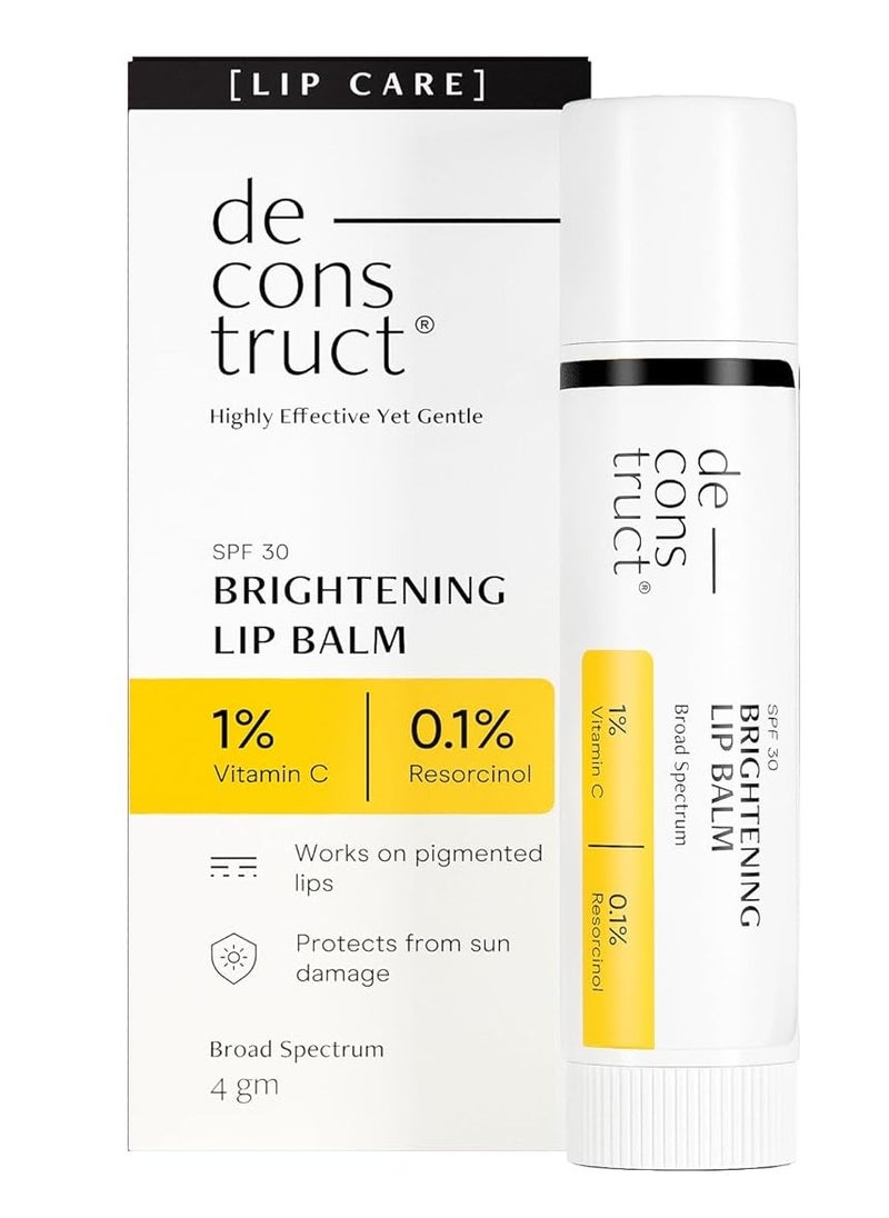 Deconstruct - Deconstruct Brightening Lip Balm with SPF 30 | For Dark, Pigmented, Dry, Flaky Lips | Brightens Pigmented Lips | Vitamin C for Dark Lips | SPF 30 for Sun Damage and Discoloration | Lip Balm for Glossy Buttery Soft Pink Lips | For Women & Men - (4 gm) - Image 1