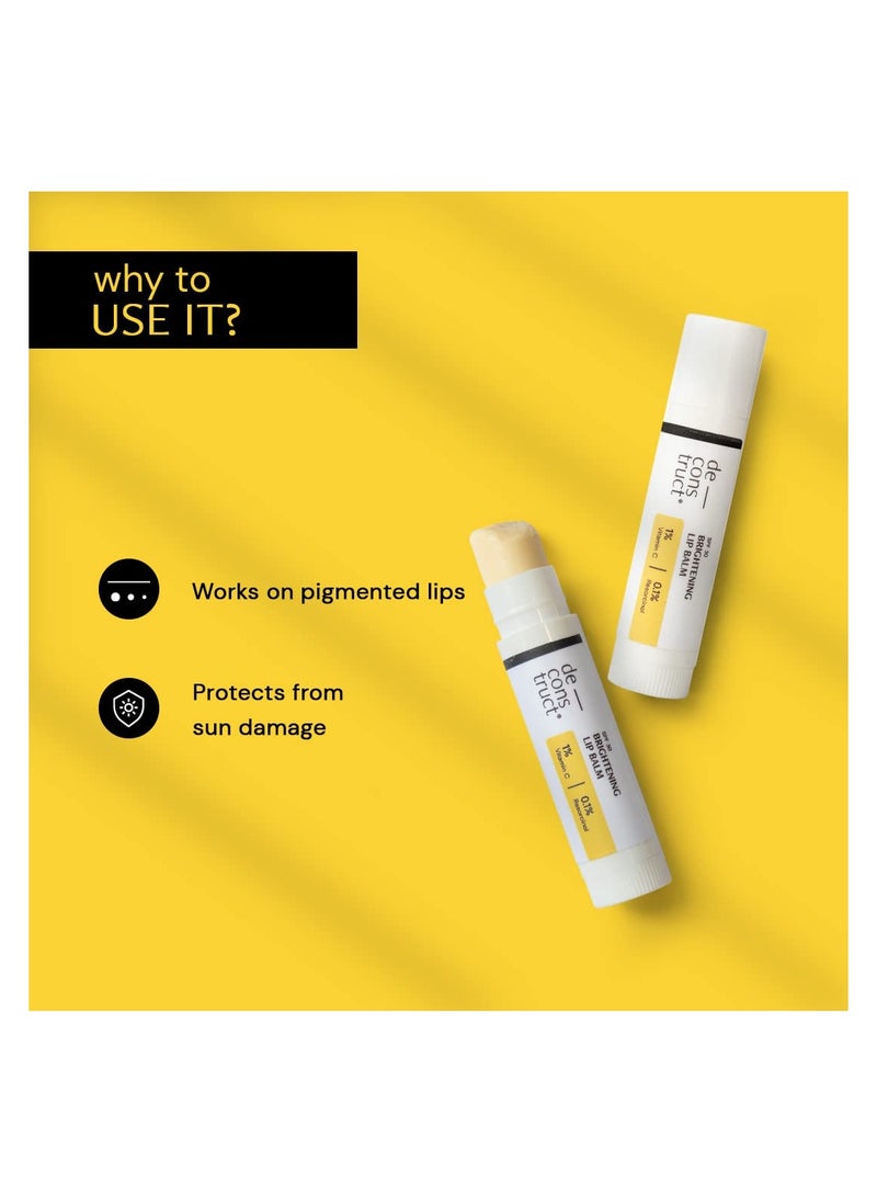 Deconstruct - Deconstruct Brightening Lip Balm with SPF 30 | For Dark, Pigmented, Dry, Flaky Lips | Brightens Pigmented Lips | Vitamin C for Dark Lips | SPF 30 for Sun Damage and Discoloration | Lip Balm for Glossy Buttery Soft Pink Lips | For Women & Men - (4 gm) - Image 1