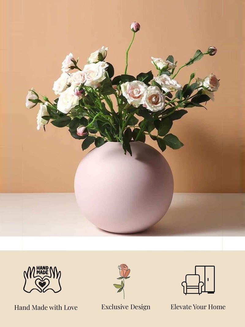 Purezento Cooee Beautiful Ceramic Decorative Vases with Unique Quality for Home Decor, Center Table, Flowers Pot,Bedroom Side Corners,Living Room Decoration,and Party Centerpieces(Pink Color) - Image 3