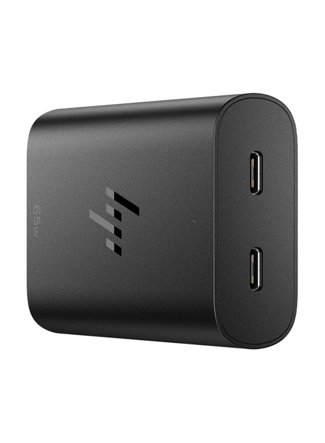 HP شاحن الكمبيوتر المحمول GaN USB-C بقدرة 65 وات (600Q7AA) أسود - Image 2