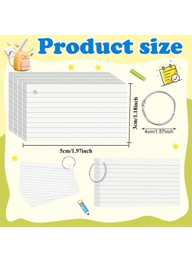 White 3x5 Inch Index Cards 200 Count with Ring Lined Heavyweight Note Flashcards for Studying School Supplies - Image 2