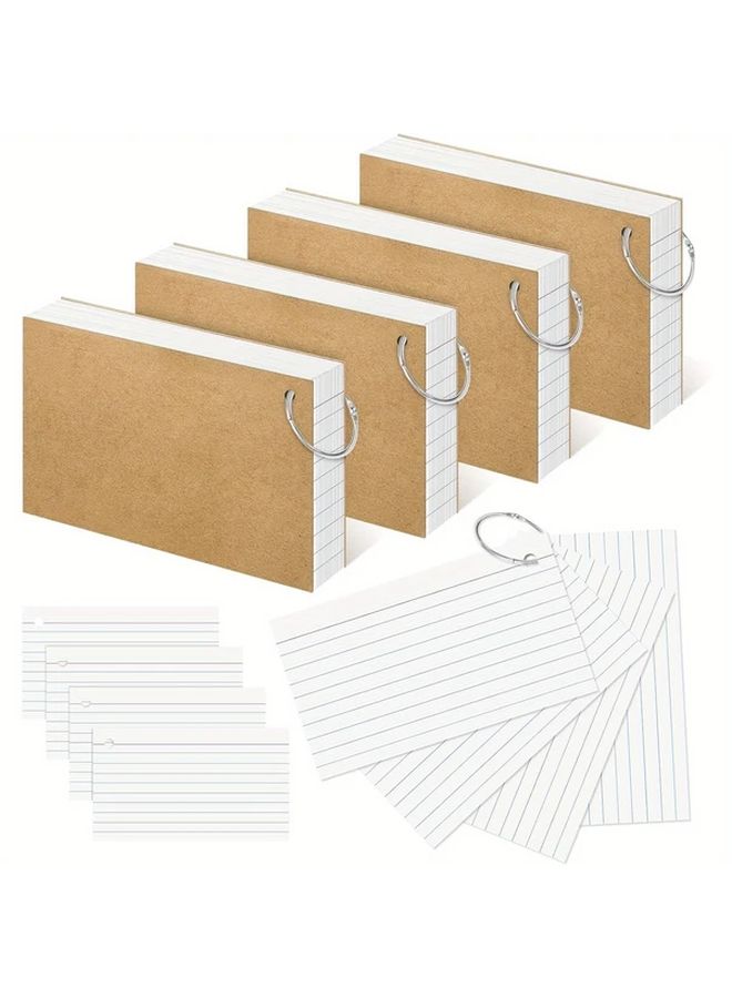 White 3x5 Inch Index Cards 200 Count with Ring Lined Heavyweight Note Flashcards for Studying School Supplies - Image 1