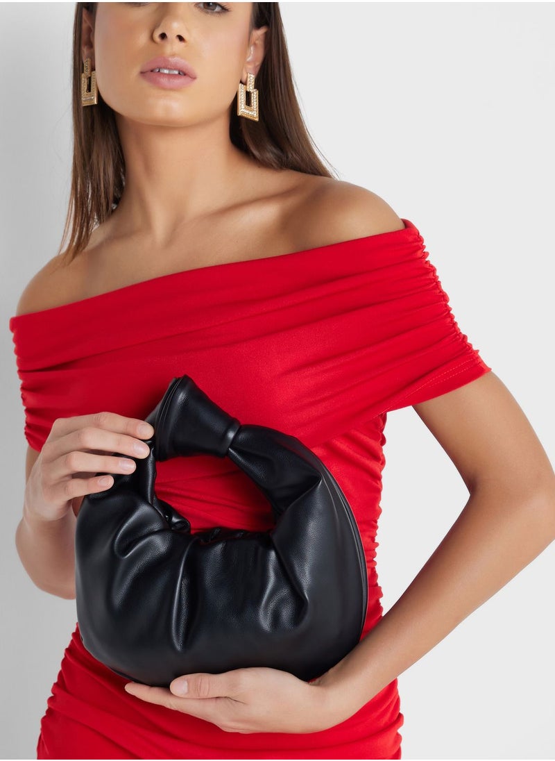 Ginger - Ruched Moon Shape Clutch - Image 1