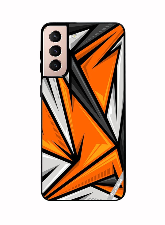 VR CREATIVE Protective Case Cover For Samsung Galaxy S21 5G Texture Sports Racing Style Orange Color Design Multicolour - Image 1