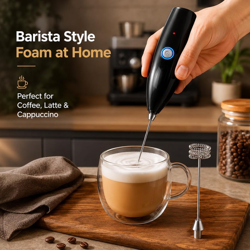 MARK STORE Powerfull Milk Frother & Egg Beater by Ouslife- Rechargeable Handheld Drink Mixer - Electric Whisk Foam Maker for Coffee, egg, Cappuccino, Matcha, Hot Chocolate & Coffee Creamer (Rechargeable 2in1) - Image 3