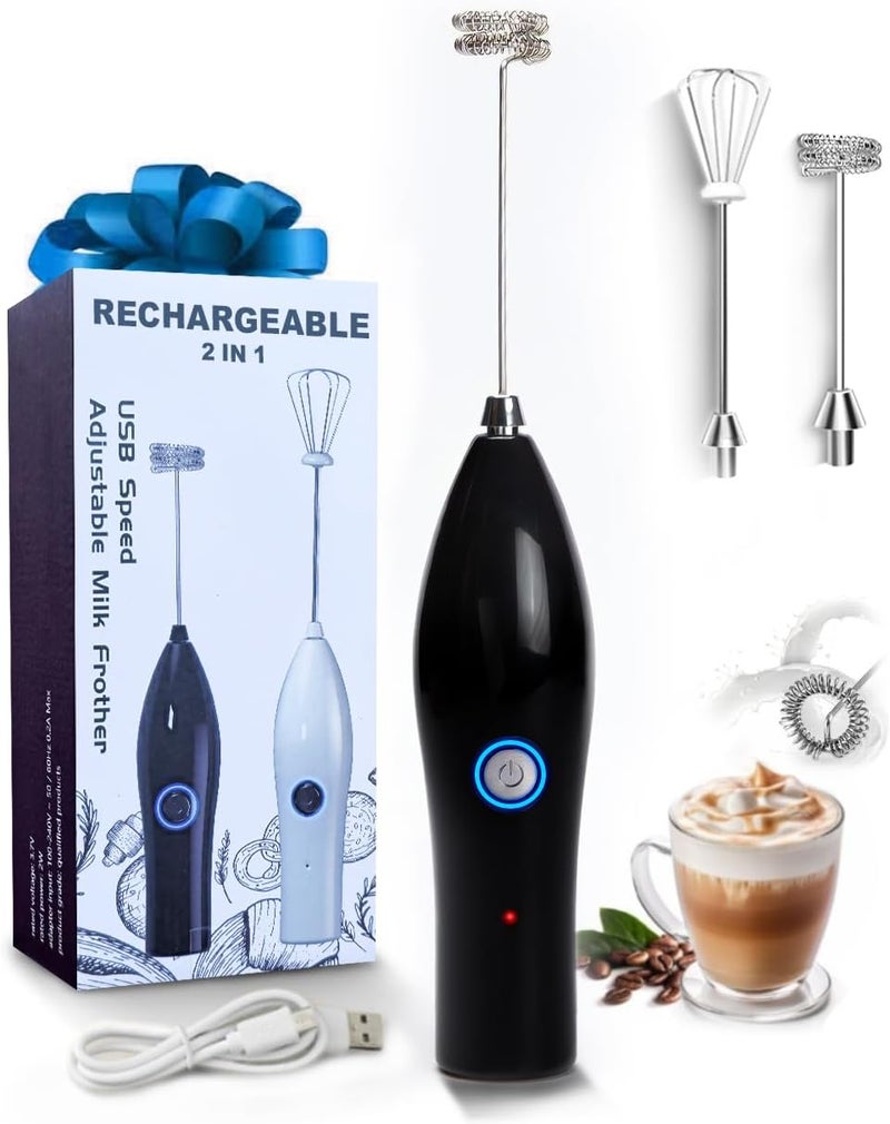 MARK STORE Powerfull Milk Frother & Egg Beater by Ouslife- Rechargeable Handheld Drink Mixer - Electric Whisk Foam Maker for Coffee, egg, Cappuccino, Matcha, Hot Chocolate & Coffee Creamer (Rechargeable 2in1) - Image 1